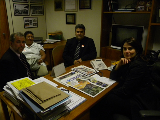 Vereador Zinho Cantori, Onilda e Marcelo Otaviano, no gabinete da deputada federal Aline Corrêa